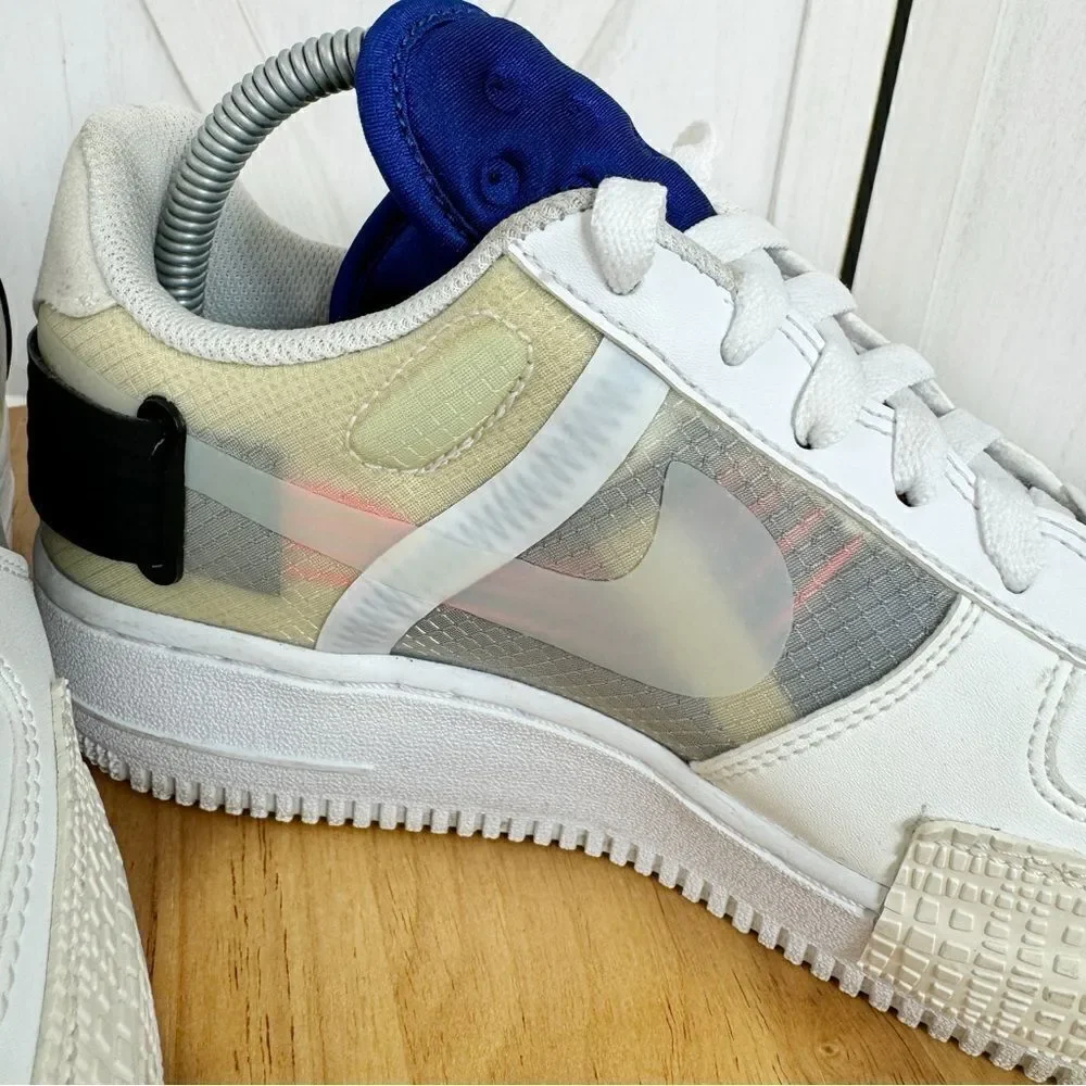 Nike Air‎ Force 1 GS Low Drop Type Sneakers Summit White 6Y Youth BQ4793-100